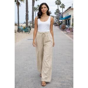 TGLA Tan Linen Blend pants size medium